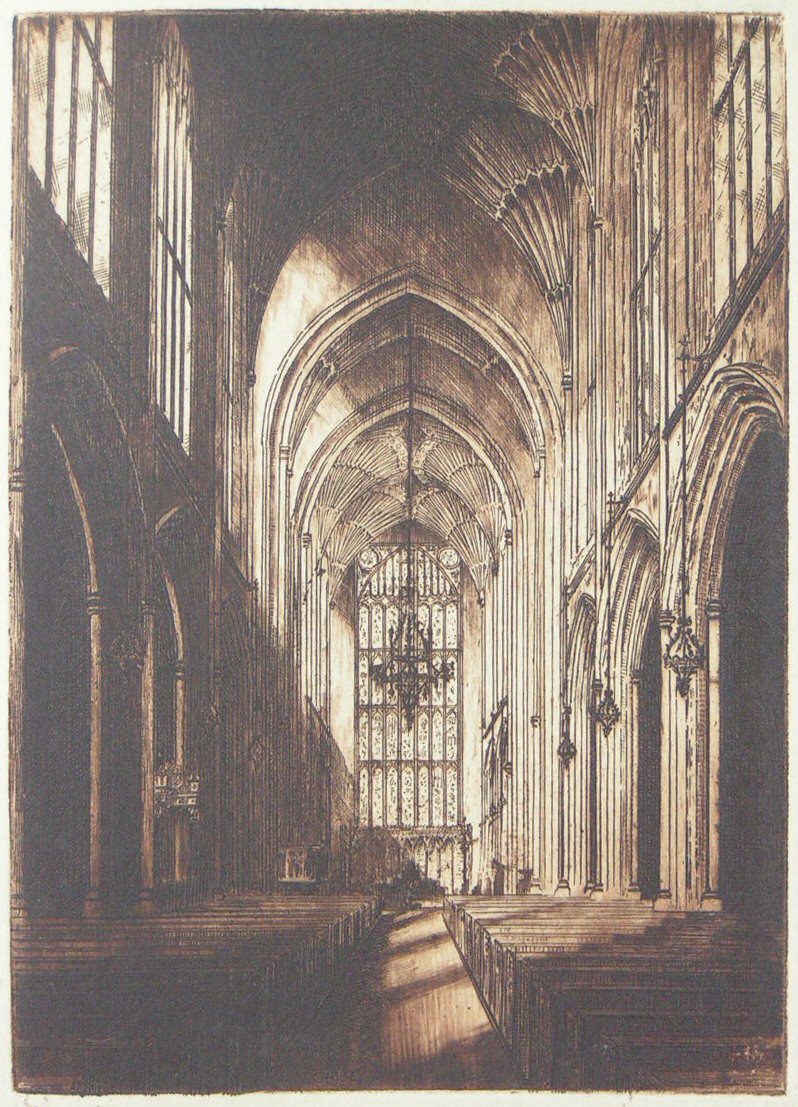 Etching - Interior of the Abbey - Ellison